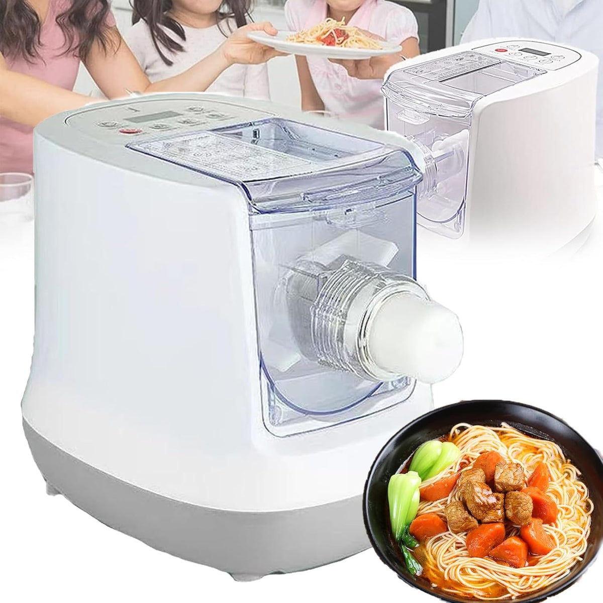Cplsntaeam machine à pâtes, environ 650 g, 260 W, coque en plastique, moteur en cuivre pur, Noir, 13 Formes de Nouilles