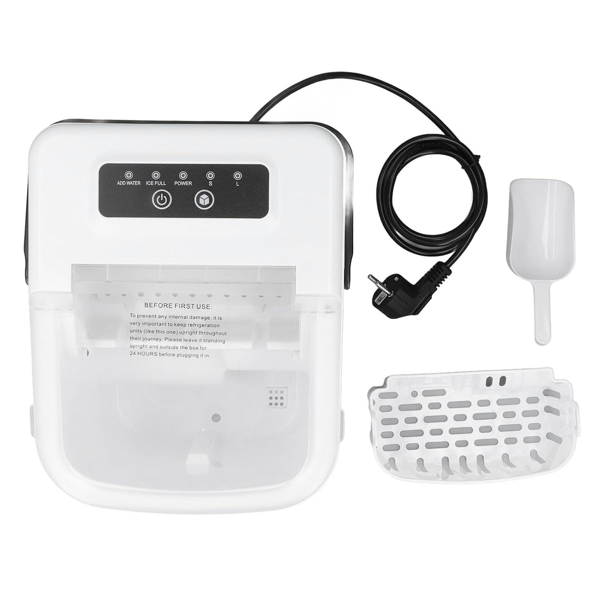 Naroote machine à glaçons, 220 V, PP, Gris, Portable avec Poignée, 9 Glaçons Prêts en 6 Minutes, 26 Lb en 24 Heures et Réservoir de 2