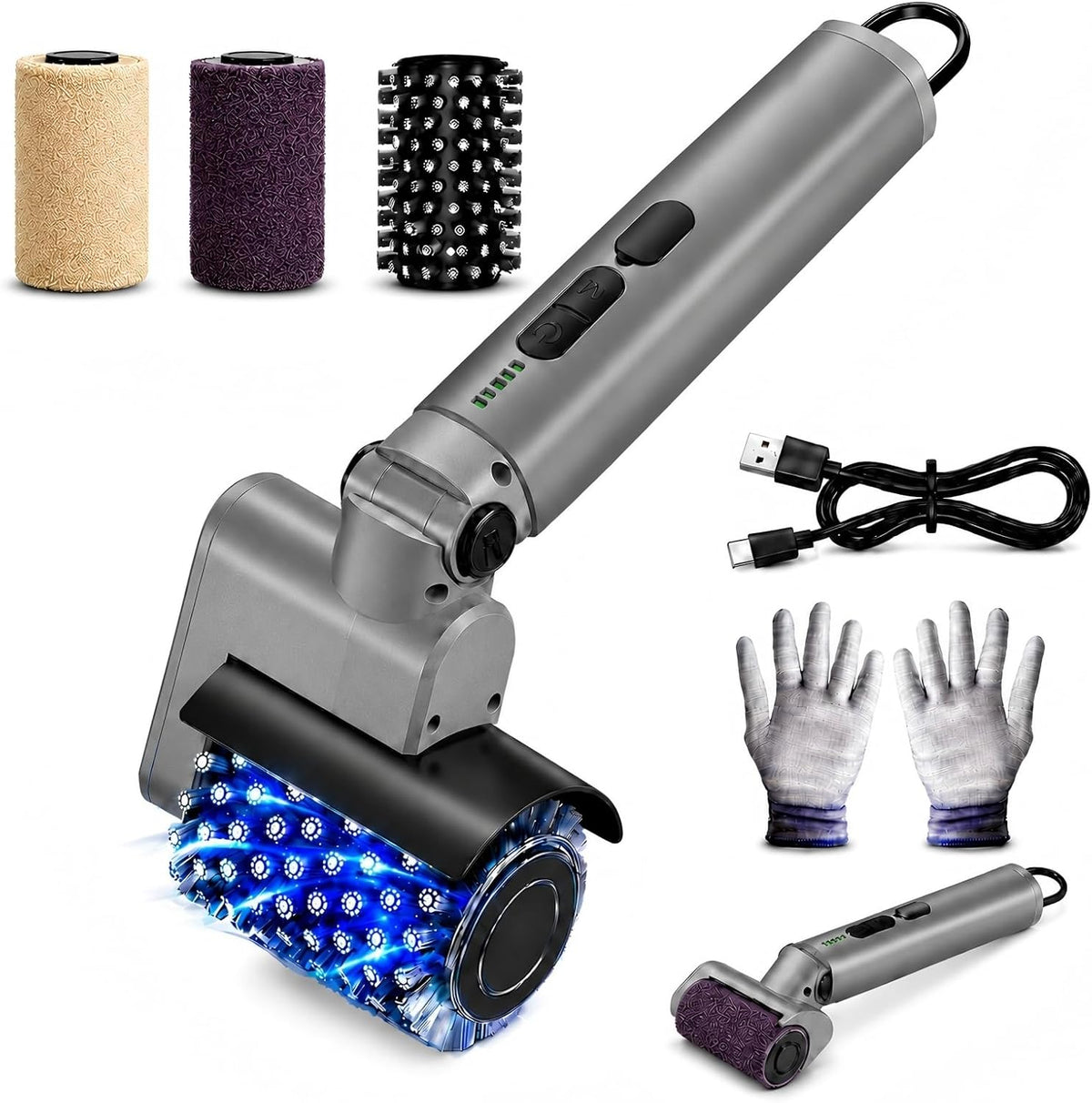 Watofun Brosses à barbecue, Noir, Brosse de barbecue électrique pour l'extérieur, sans fil rechargeable pour barbecue électrique