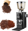RSPPPJQ Moulins électriques à meules, 453 g (1lb) | Réglages de mouture: 9, 64 mm, 453 g, Argenté/Noir, Moulin à café professionnel
