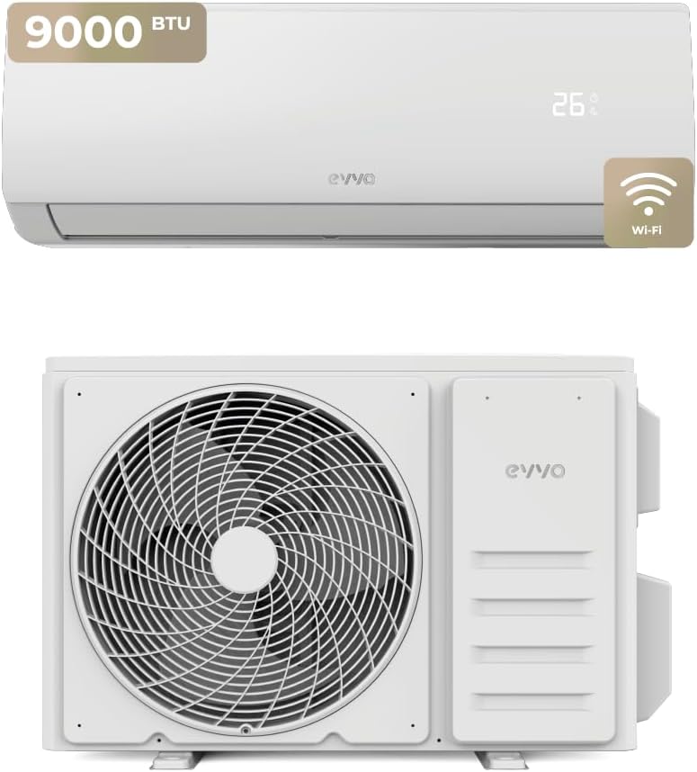 EVVO déshumidificateur, 000 BTU, Blanc, Climatiseur Split Clima WiFi Refroidissement et chauffage, connectivité WIFI