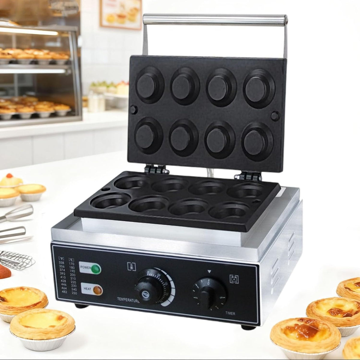 RSQQL Machines à gaufres et croques, 435x410x305MM, 1550 W, acier inoxydable, alliage d'aluminium, Noir, Tartelettes électriques double face