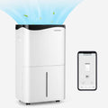 COSTWAY déshumidificateur, 50 L, 5 L, 100 m, Blanc, Portable /Jour avec Réservoir pour Pièces jusqu'à ², Maison et Bureau
