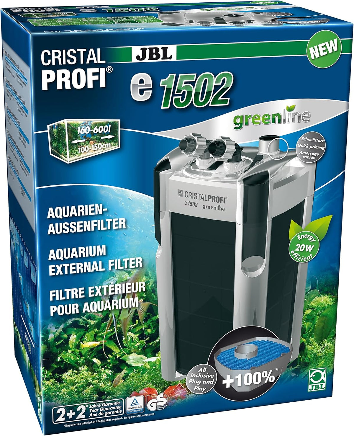 JBL Filtres, Noir, CristalProfi E1502 Greenline - Filtre Extérieur Pour Aquarium