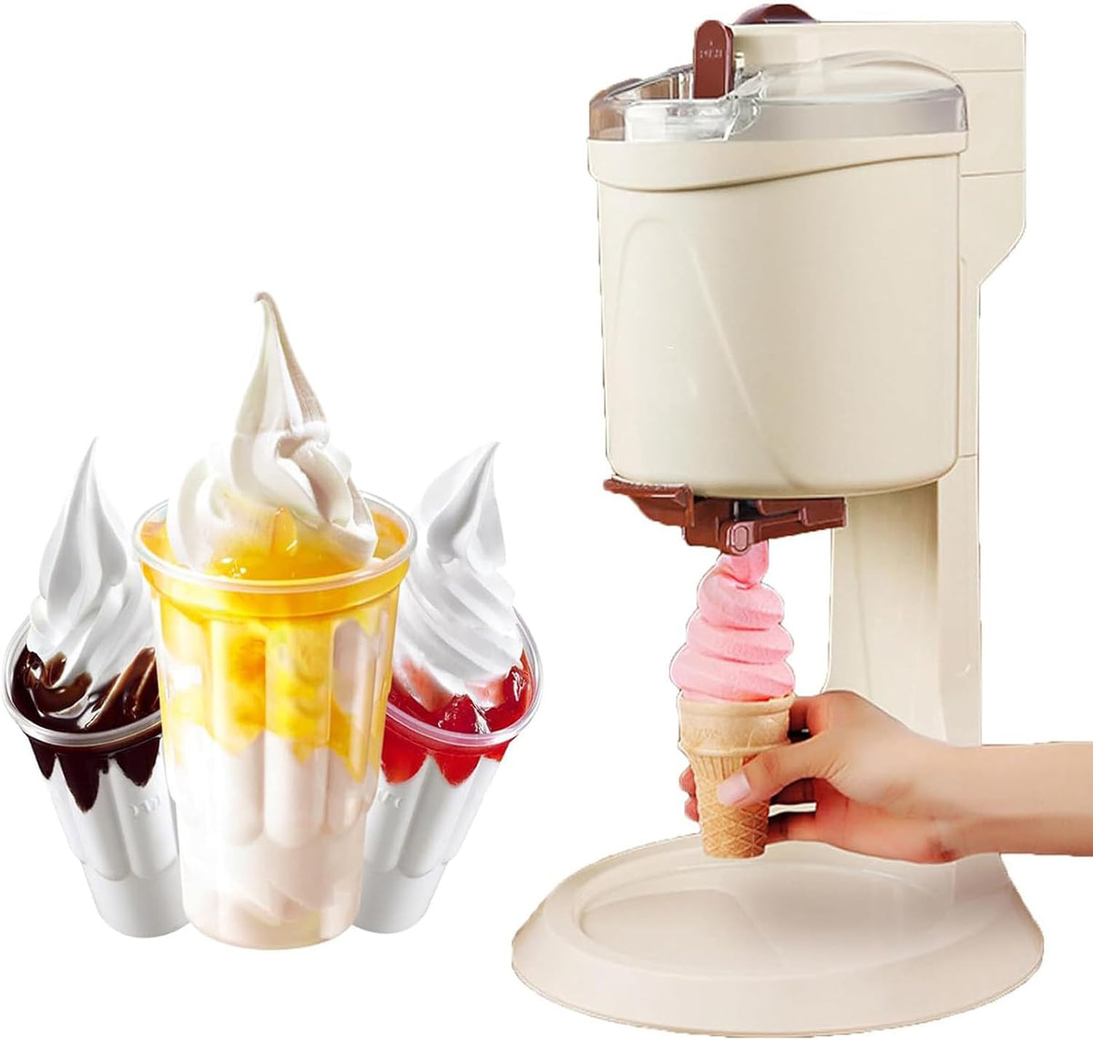 KJHYYPP machine à glaçons, 42,5 * 27 * 27 cm, 1000 ml, 20 W, 110v-220v/50-60hz, Noir, Maison DIY Cuisine Mini Fruit Soft Ice Maker Automatique
