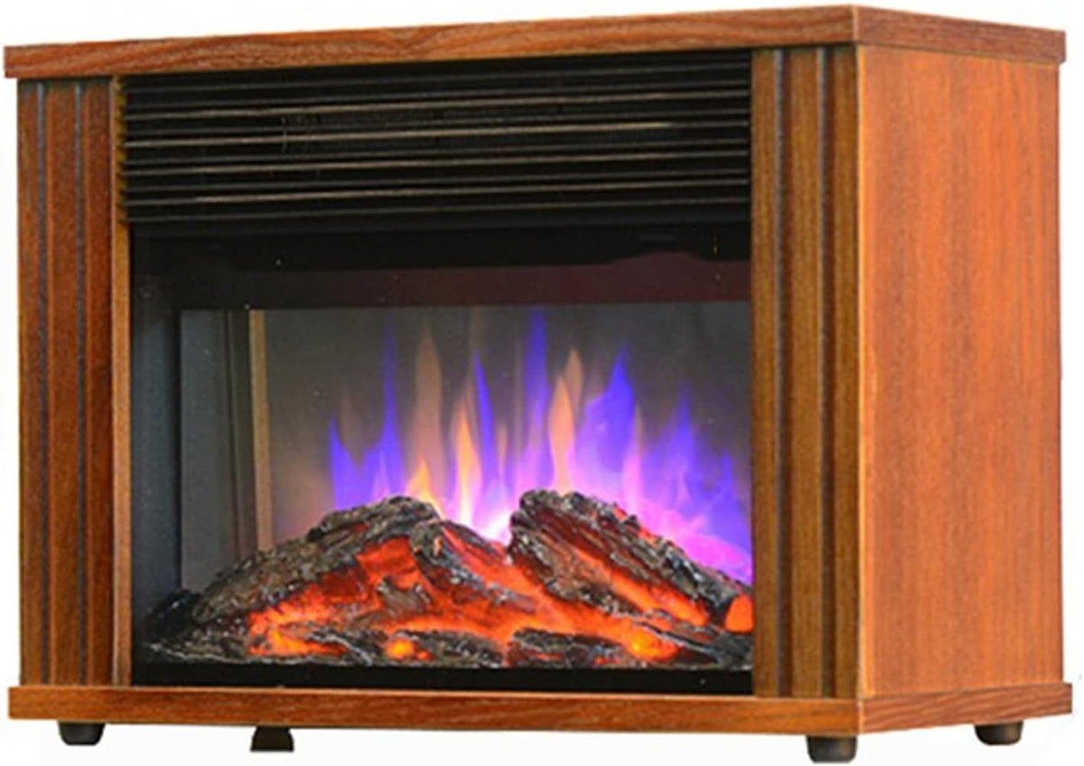 FUHAI-666 cheminée électrique, 340*171*248 mm (13,3*6,7*9,7 pouces), 900 W/1800 W., 900 W, 1800 W, Marron, cadre en bois vintage