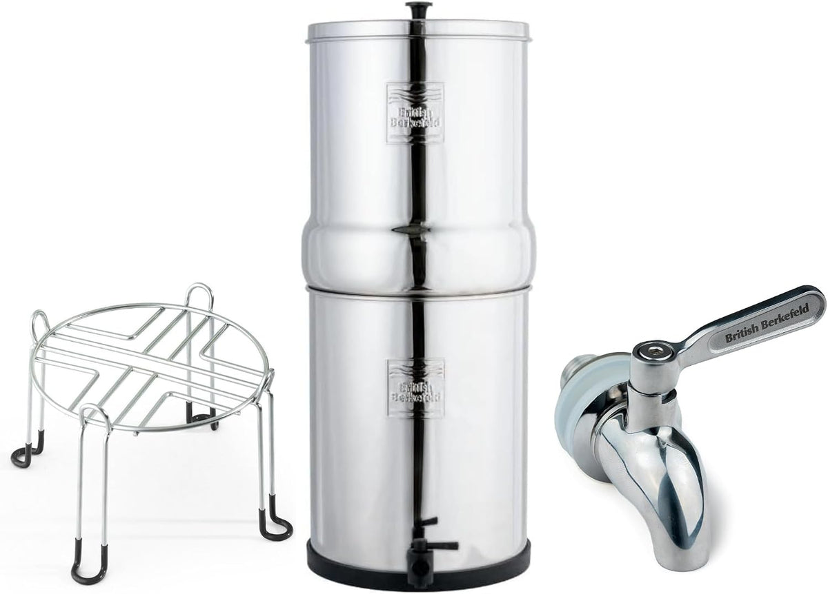DOULTON Filtres à eau, 6 L, 6 L, Argenté, Lot British Berkefeld, Comprend : un système par gravité, 2 cartouches Ultra Sterasyl