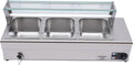 Queeucaer Chauffe-plats, NB-B23., 98 x 37 x 21,5 cm., 110 V., 1200 W, 6,34 litres, acier inoxydable 201 + verre trempé., argenté