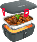 HeatsBox Boîtes-repas, 925 ml, 100 W, Argenté/Gris, Faitron Go Boite Chauffante Repas Électrique Mobile, Sans BPA