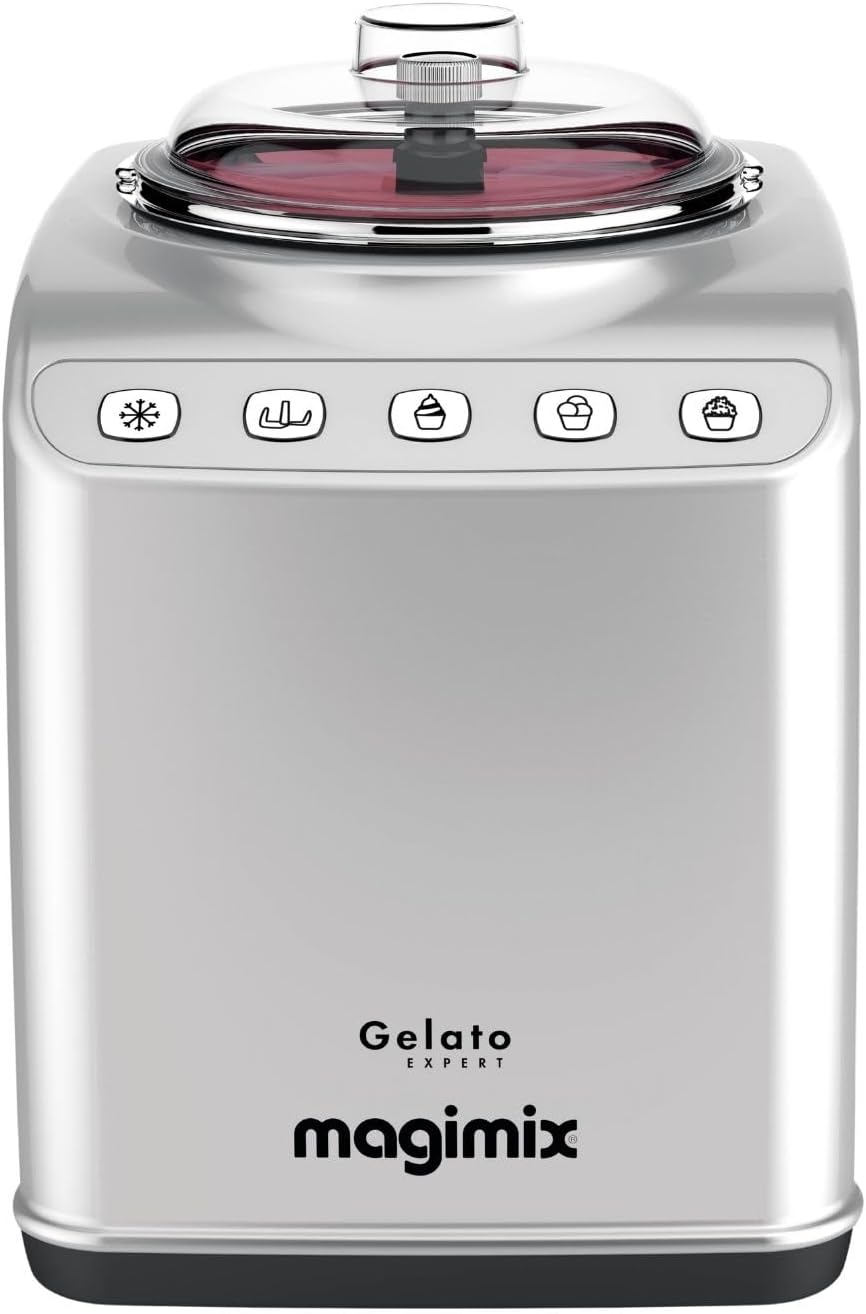 Magimix sorbetière, 2 L, 140 W, Argenté, avec compresseur - Gelato Expert, Machine à glace professionnelle, Glace italienne
