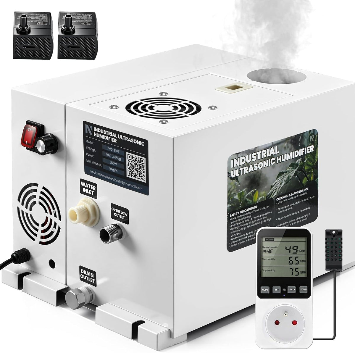 NEWTRY Humidificateurs pour chambre simple, 210-230 V, type de fiche E/F (Europe)., 10 kg, 75 mm, Noir, Humidificateur industriel /h