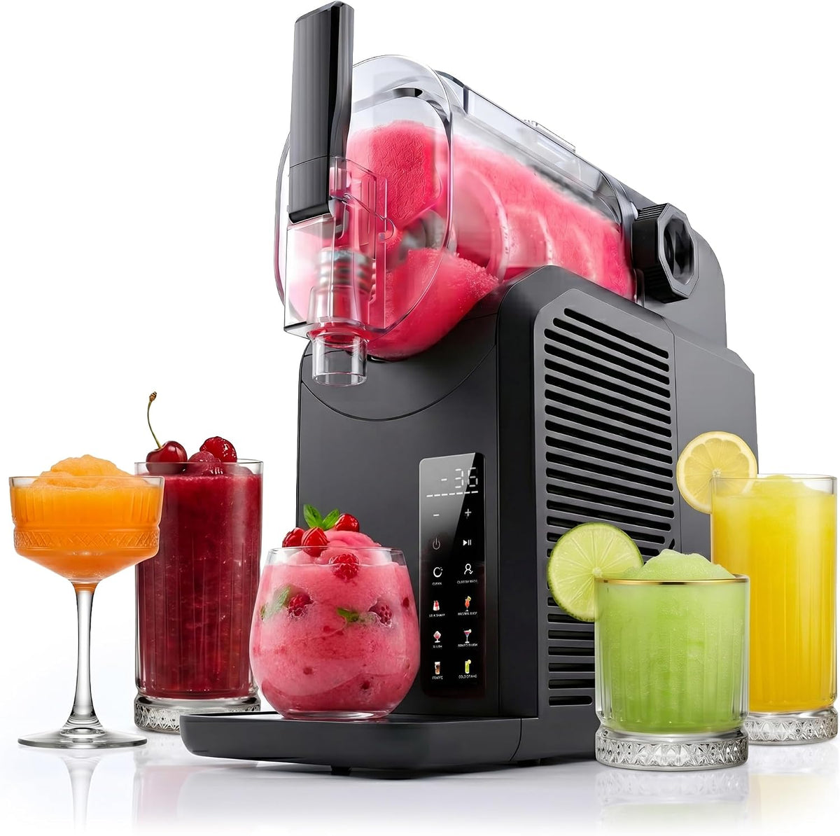 SEEGER sorbetière, 2 L, Noir, SuperSlush Machine a Granita, 7-in-1 Slush Machine, 7 Programmes Prédéfinis, Granités