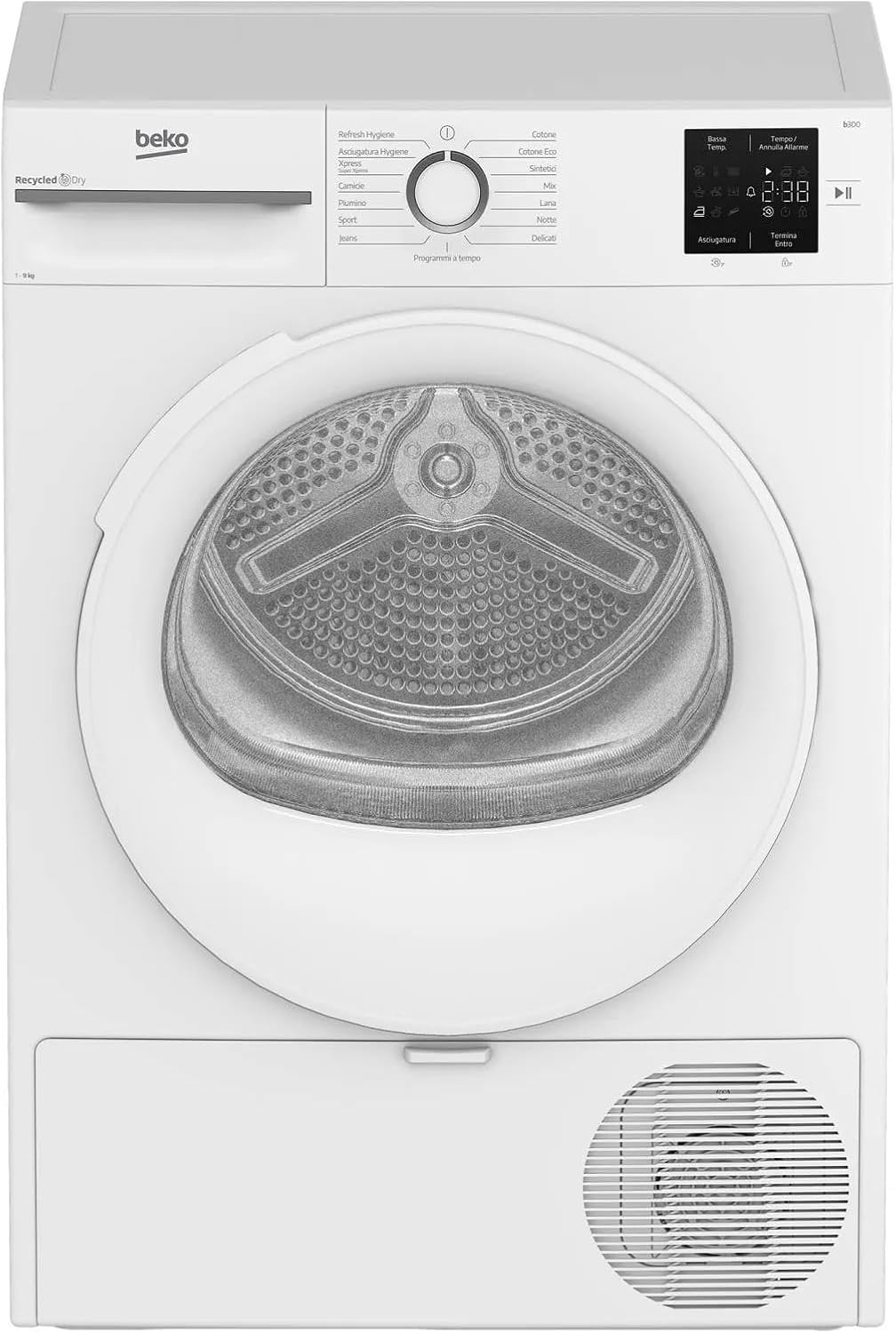 Beko Sèche-linges avec pompe à chaleur, 9KG, Noir, ASCIUG.C/FRONT CE.C INVERTER DISPLAY DIGIT. NX