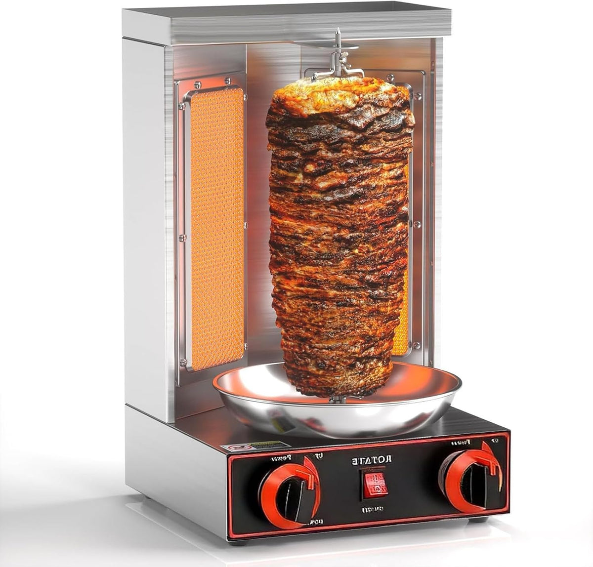 Dfdieratve rôtissoire, 110 V/220 V, acier inoxydable, Argenté, Machine à Shawarma à gaz, à Poulet, Viande de Tacos
