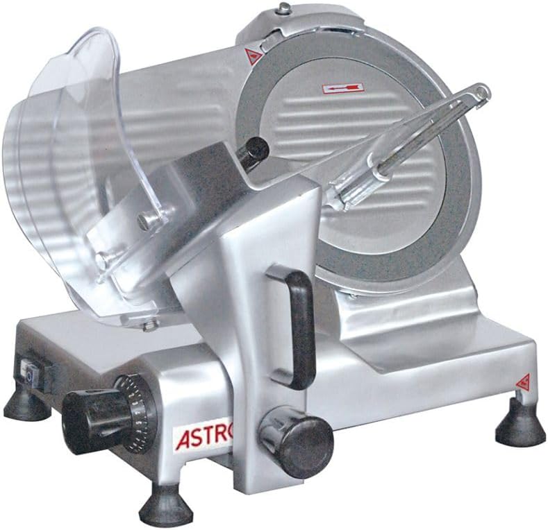 Astro trancheuse électrique, 250 mm, 150 W, 12 mm, 250 mm, Argenté, Trancheuse à Jambon Professionnelle Lame en Inox