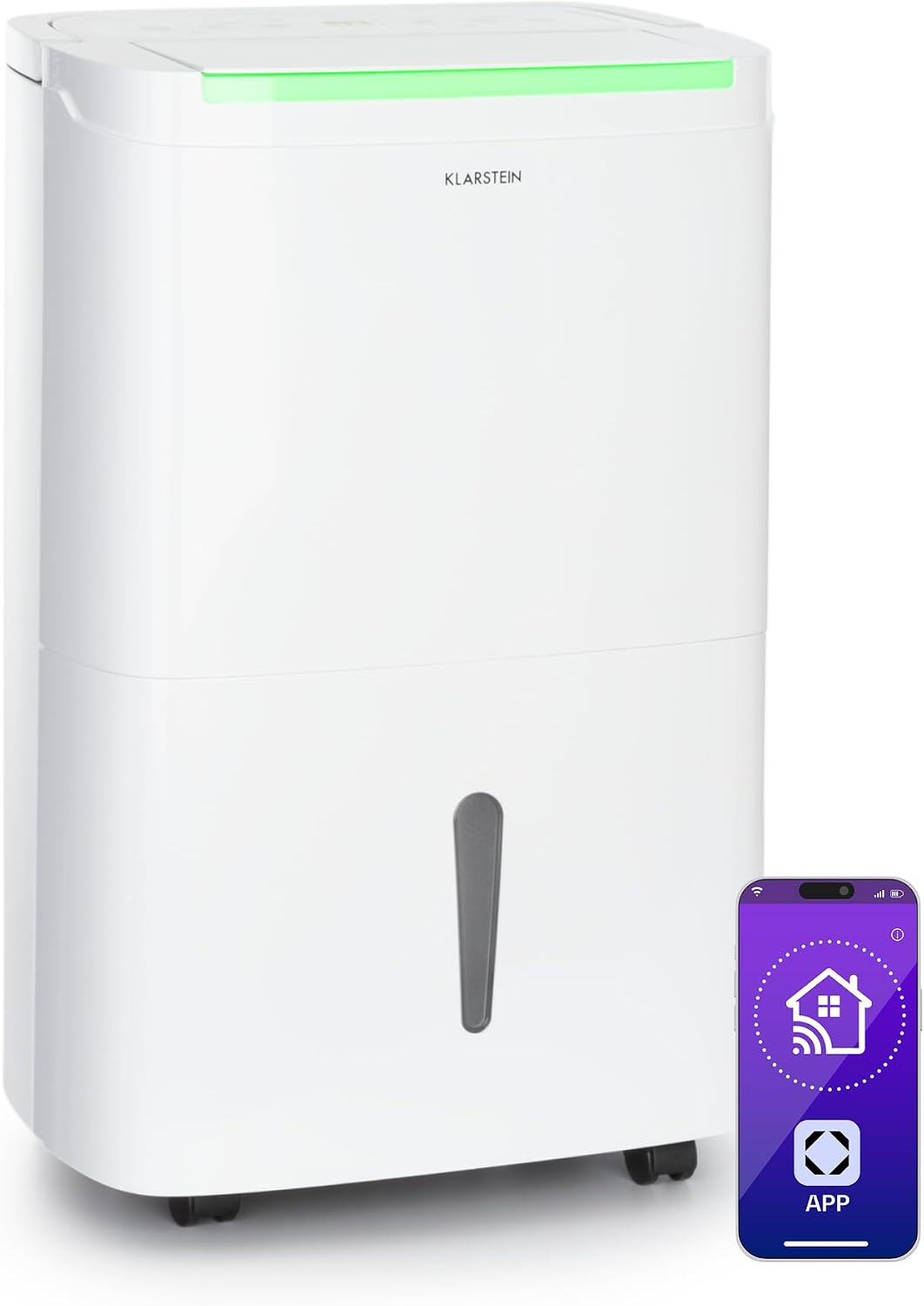KLARSTEIN déshumidificateur, 30 L, Blanc, DryFy Connect, Interface WiFi, Filtre à charbon actif, Signal sonore