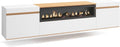 Skraut Home cheminée électrique, 102 cm de large, 21 cm de haut., 34w., 200x45x35 cm, Blanc, Meuble TV, Banc Télé