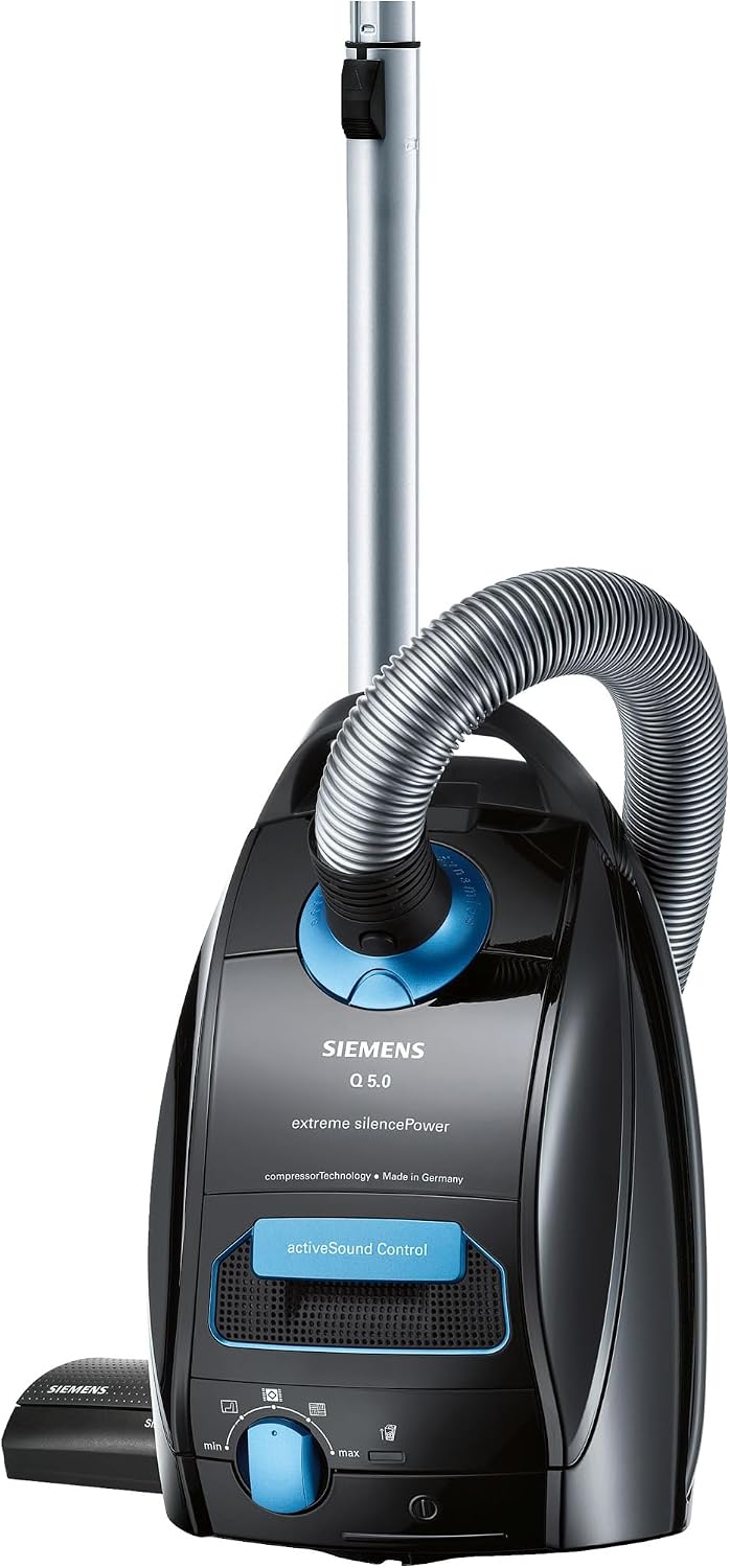 SIEMENS Aspirateurs traîneaux, 4,5 L, 850 W, Noir, VSQ5X1230 Aspirateur Aspirateur réservoir cylindrique Sec Sac à poussière