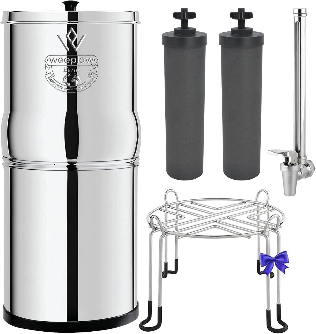 Weeplow filtres et cartouches, 8.5 L, Argenté, Earth Système Filtration d'Eau par Gravité Inox AISI 304