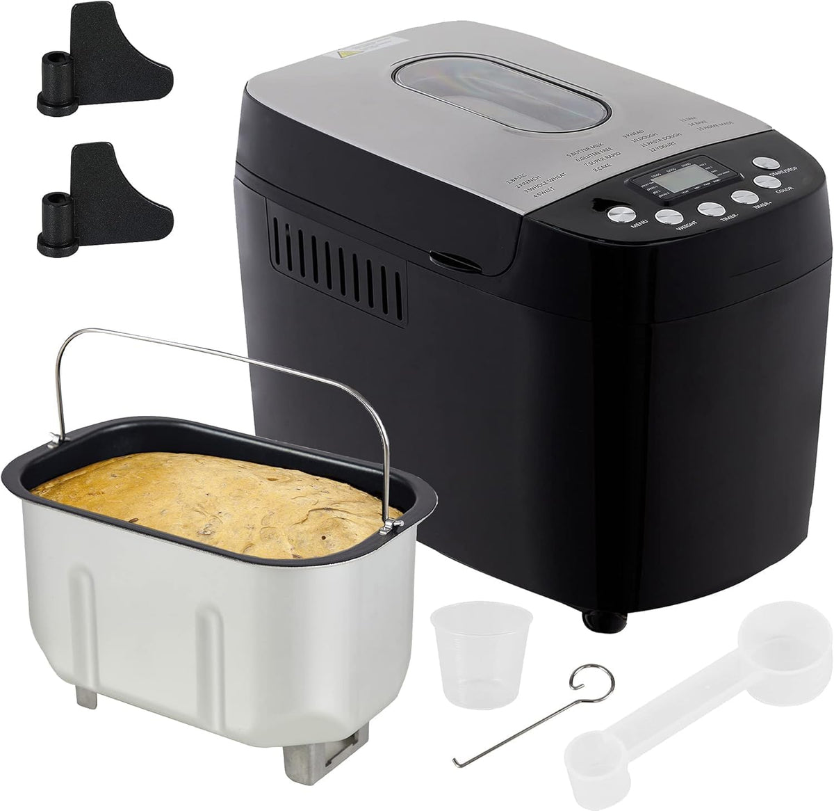 YXYLJOZ Machines à pain, Poids du pain réglable (1000/1250/1500 g), 850 W, Argenté, Machine à Pain Automatique avec hublot en Acier Inoxydable