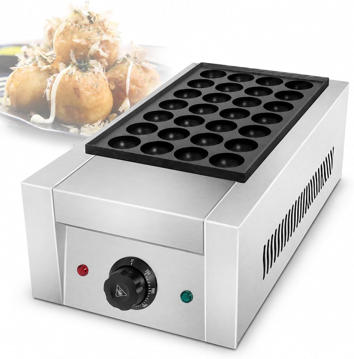table de cuisson YIYIRAN, 28 trous, 250 x 430 x 180 mm, 2 kW, 4 Cm, Noir, Appareil À Takoyaki Professionnel