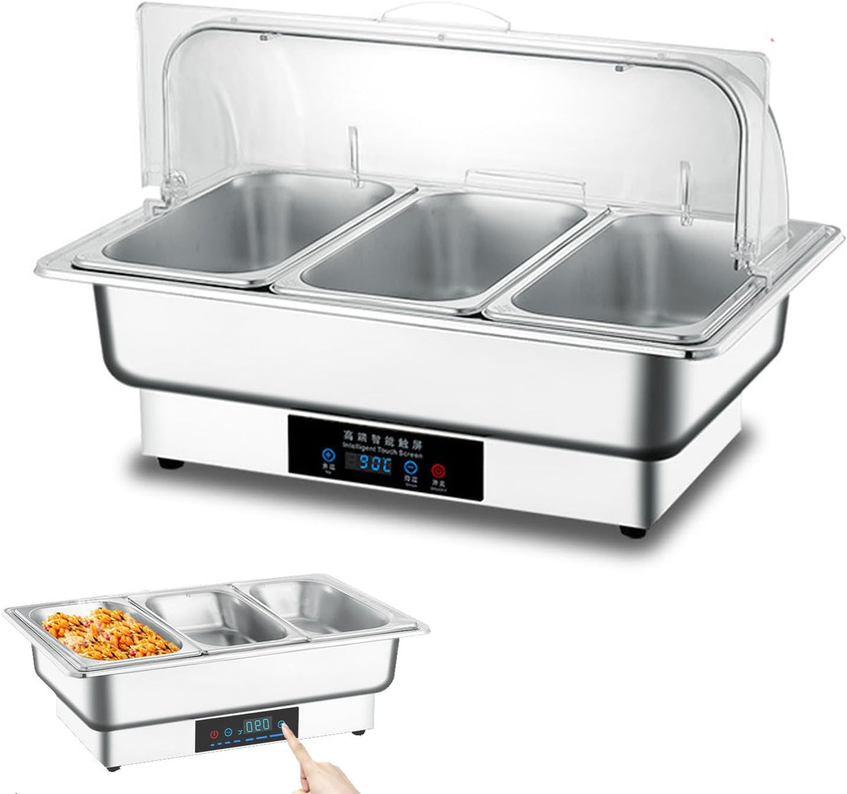 Aredwhiterui Buffets chauffants, 13,5 L, 13,5 L, Argenté, Réchaud Électrique Smart Touch ( ), Température Réglable De 86~194°F