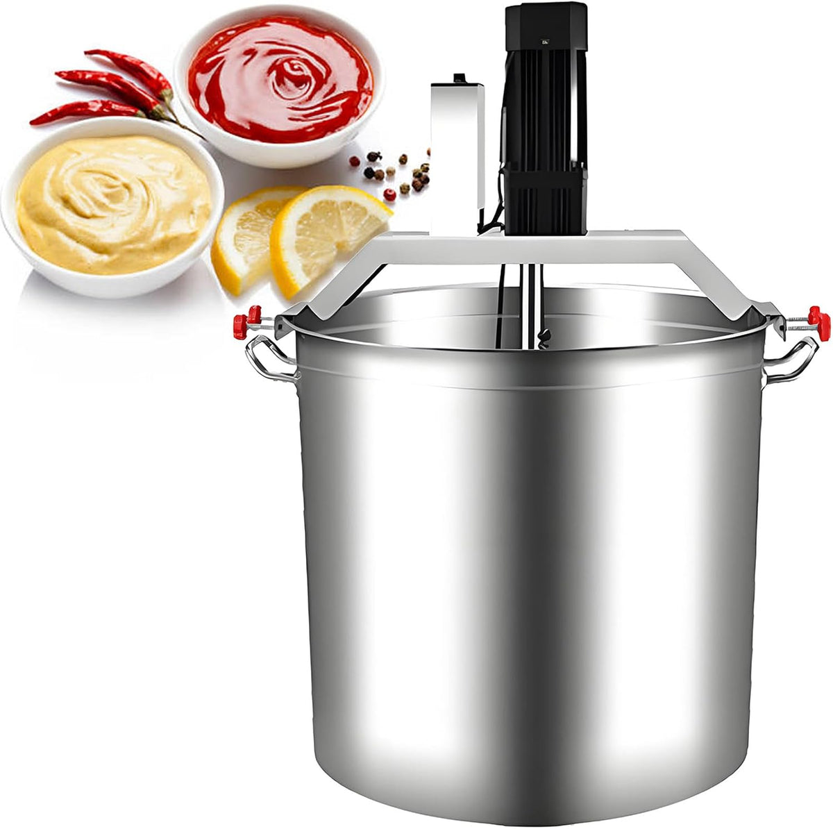 vnmudzeo Batteurs sur socle, 40 L, Argenté, Marmite MéLangeur Automatique pour Fondue Chinoise, en Acier Inoxydable