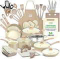 NutriChef batterie de cuisine, Marron, 54 Pièces, Tous Feux Induction Gaz Électrique - Taupe