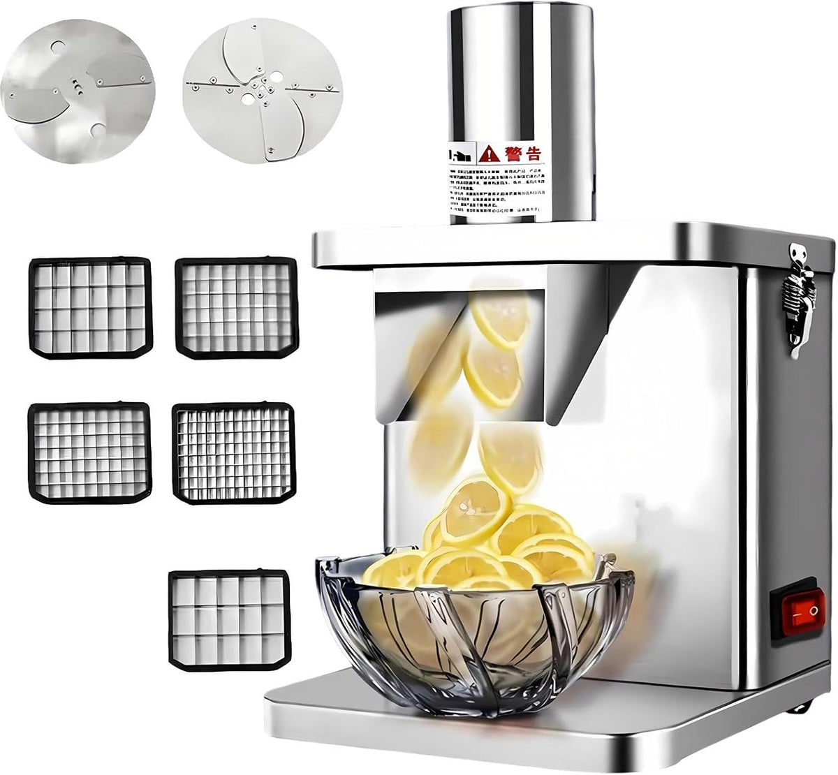 Lissontine Mini-robots et hachoirs, 250 W, 230 V/110 V, Acier inoxydable, Argenté, Hachoir à Légumes électrique Professionnel Multifonction