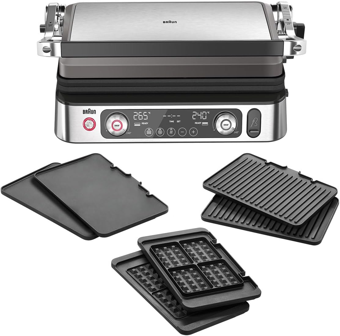 Braun Grills électriques, 2200 W, Marron, MultiGrill9 CG9167, Grille Électrique à Contrôle Électronique, 2 Thermostats Indépendants