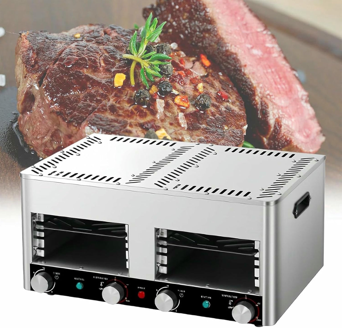 KJZQXYX Grills électriques, 110 V, Noir/Argenté, Grill à steak électrique, four de comptoir portable pour l'intérieur