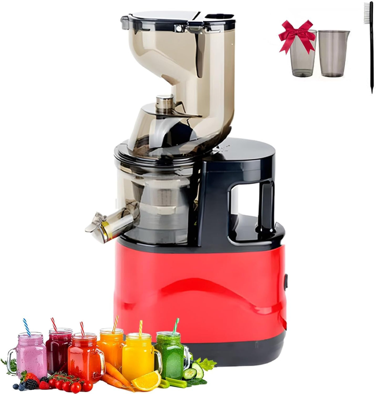 ERSINIAN centrifugeuse, 500 W, 110 V-220 V, Noir, Extracteur de jus à mastication lente, nettoyage rapide en 5 secondes