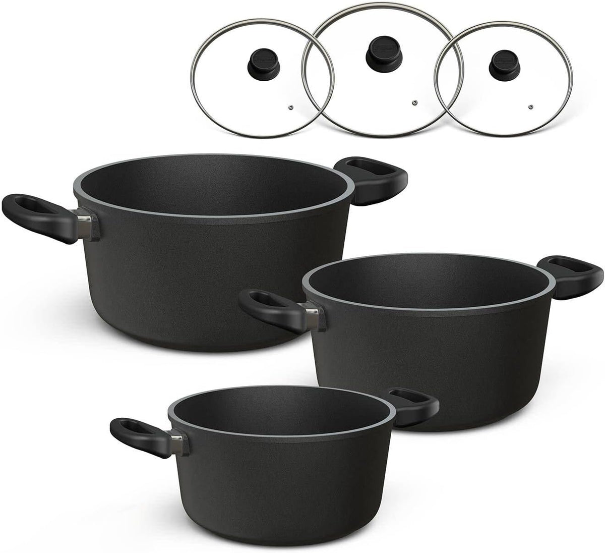 Hoffmann Sets de casseroles, Transparent, Set de Casseroles Induction avec Couvercle en Verre