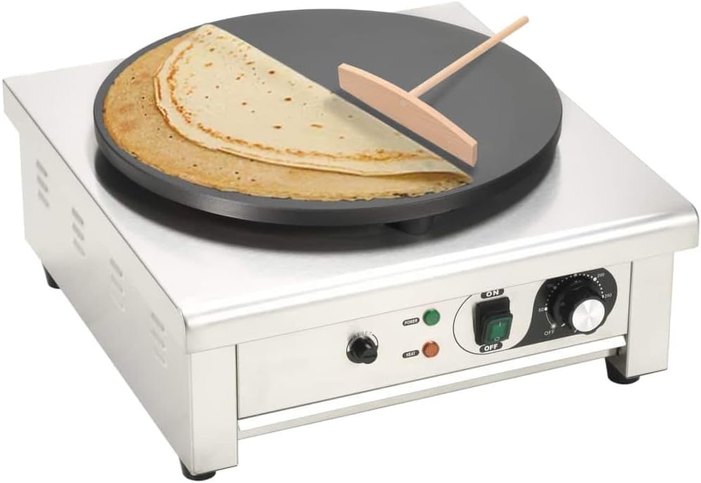 Ksodgun Crêpières, 3000 W, Noir, Crêpière Électrique avec Bac Récupération Anti-adhérent Galette