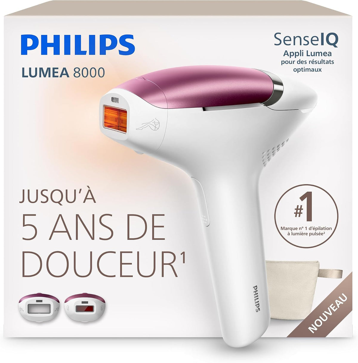 PHILIPS épilateur à lumière pulsée, Noir, Lumea 8000, alternative longue durée au laser en institut, utilisation facile à la maison