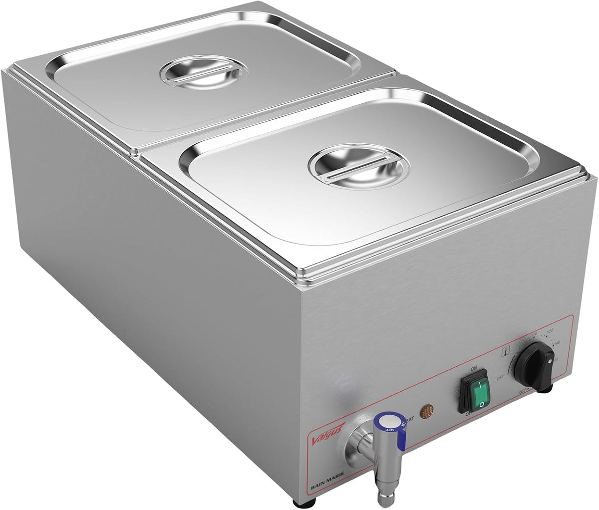 Valgus Chauffe-plats, 18 L, Argenté, Commercial Bain Marie Buffet Food Warmer Acier Inoxydable