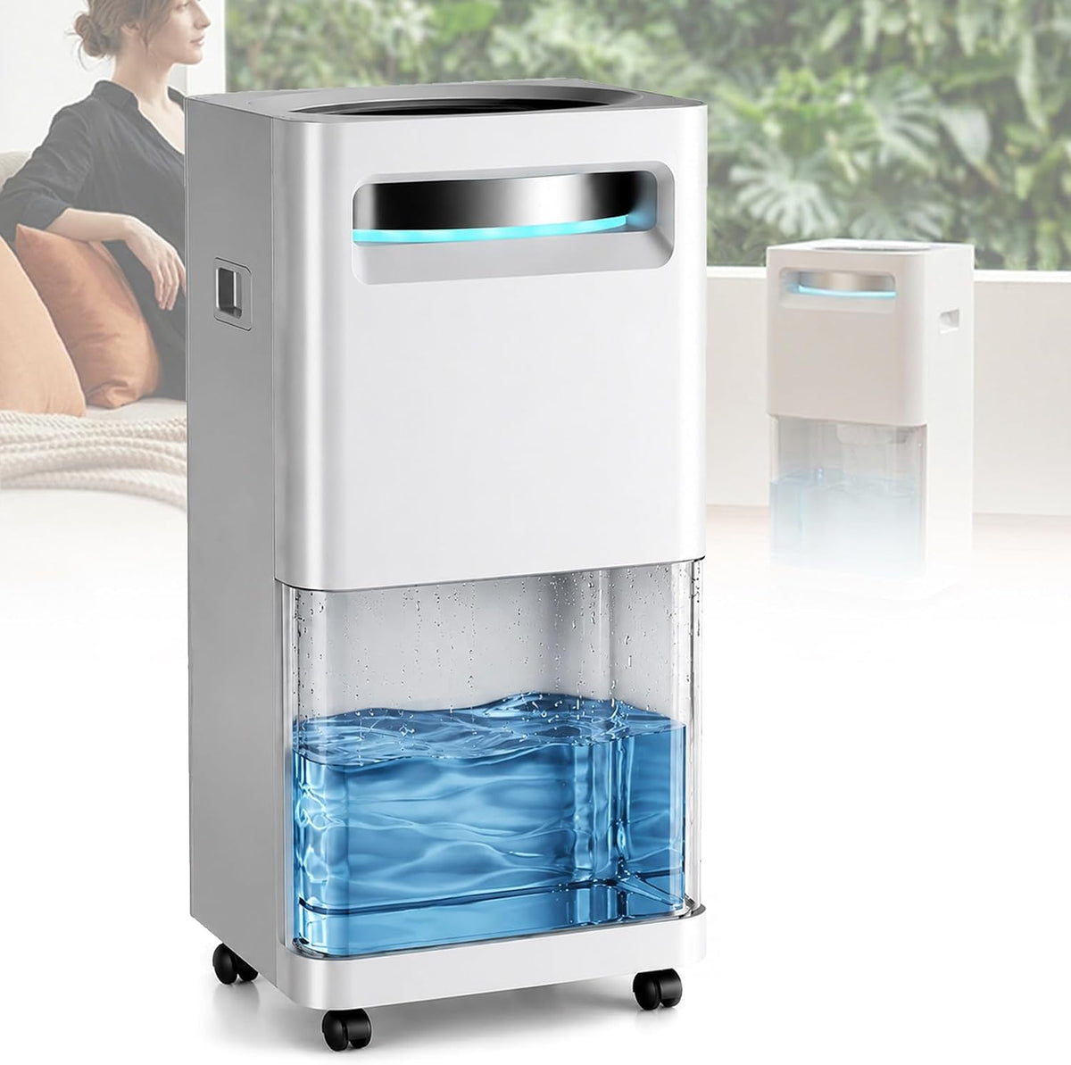 Cplsntaeam déshumidificateur, 80 L, 4 L, 4,0 L, 200 m, Noir, Deshumidificateur d'air Connecté, Réservoire, Surveillance intelligente de l'humidité