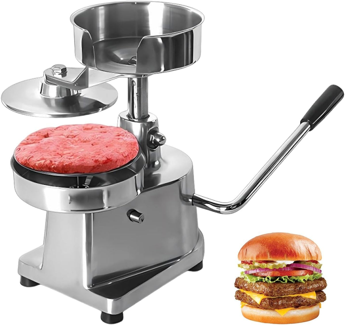 PRECISTECH Presses à pâte, Argenté, Presse à Hamburger Professionnel, Burger Press en Acier Inoxydable avec Moules 4in/6in