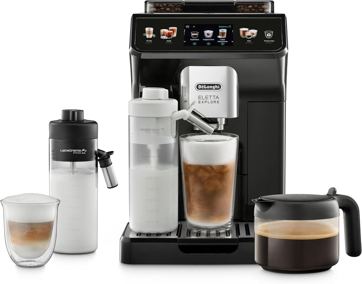 De'Longhi machine à café, Gris, Eletta Explore - Automatique 40+ Boissons e, Mousseur LatteCrema Hot&Cool