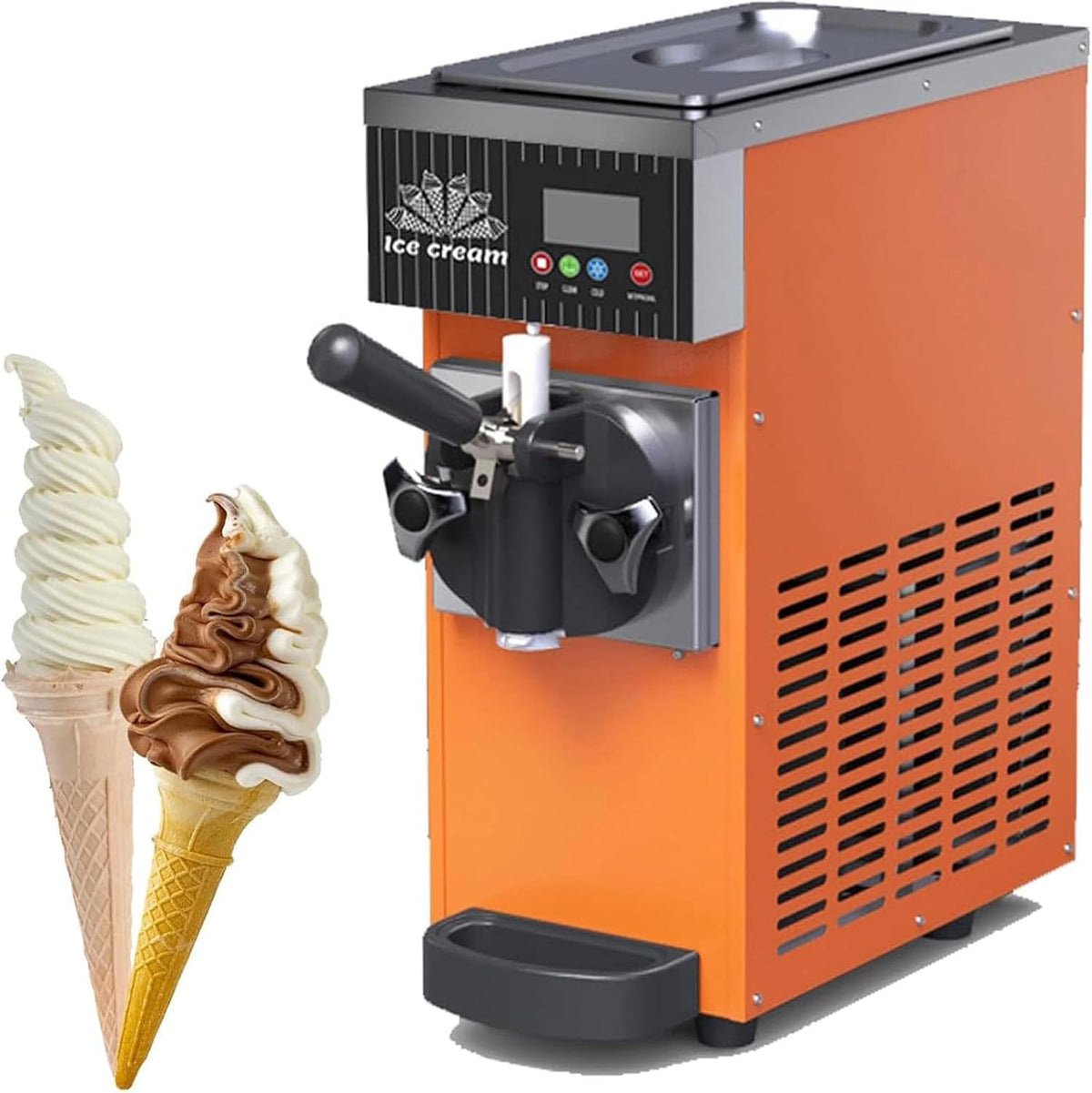 WIANQIAN sorbetière, 20 x 40 x 51 cm, 20 × 40 × 51 cm, 23 kg, Acier inoxydable, Orange, Machine à Glace compacte