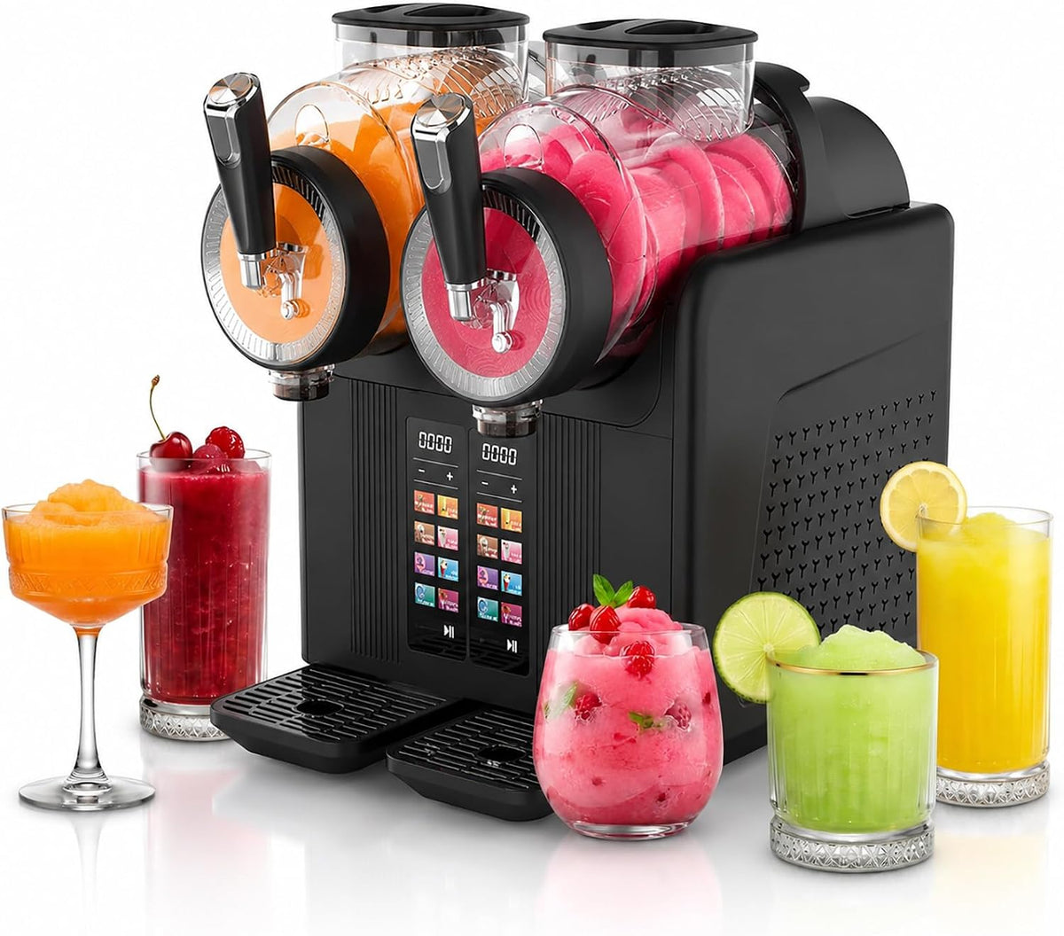 RoyceBee sorbetière, 2,0 L × 2 cuves, 380 W, 2 L, Noir, 2 * Machine à Granités Professionnelle, Machine à Boissons Glacées