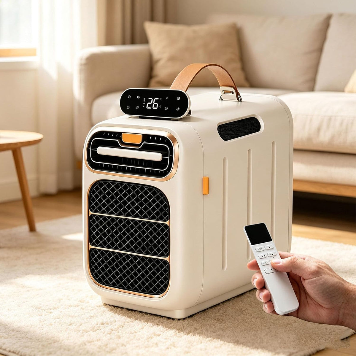 climatiseur portable vnmudzeo, 49 x 26,4 x 33,5 cm, ≤ 45 dB, 1400 W, 10 m, Blanc, Climatiseur Mobile, silencieux (45 dB)