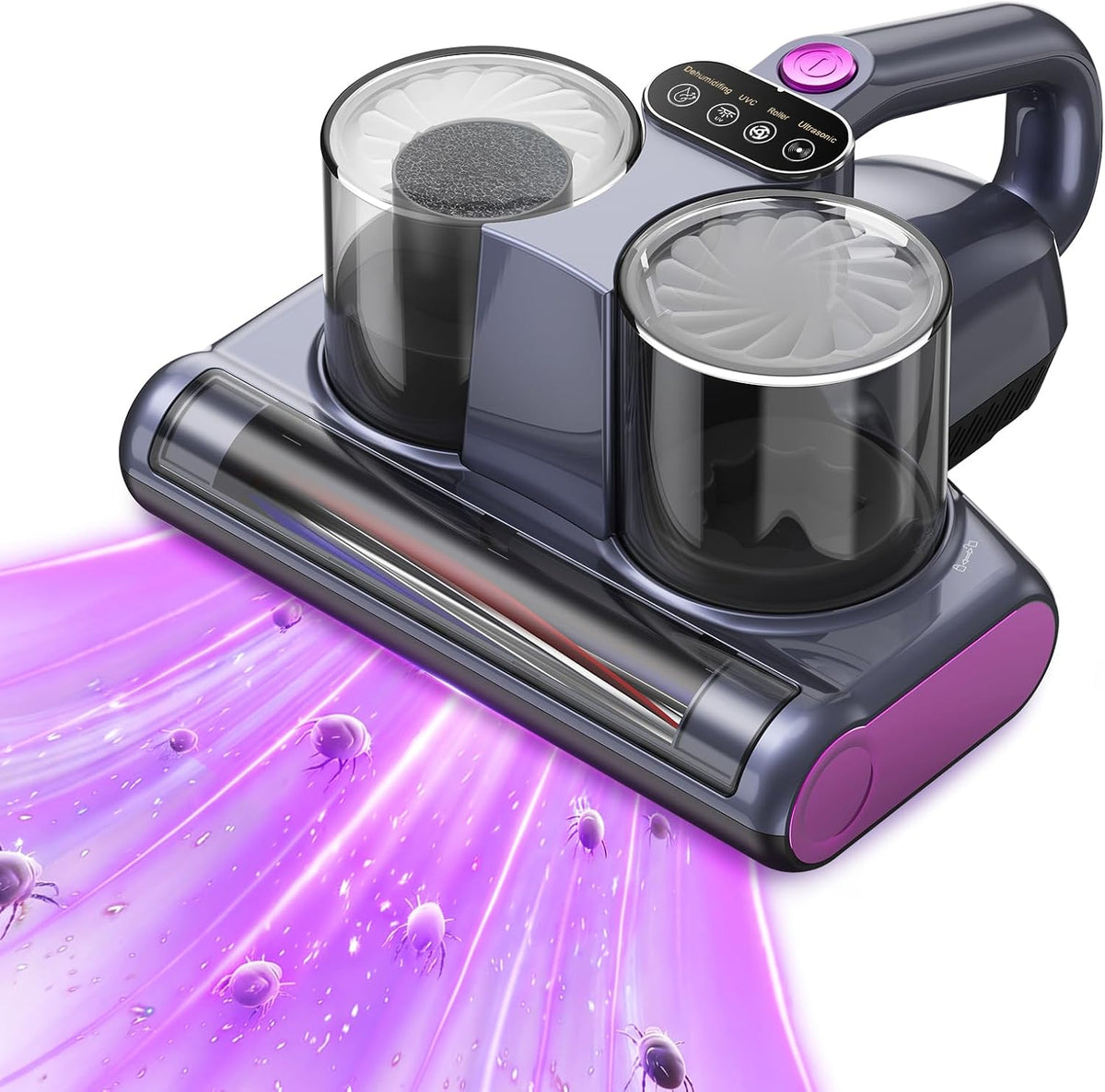 BioAura Aspirateurs pour futons, Noir, Aspirateur Acarien pour Matelas avec Lumière UV-C, Aspirateur Anti Acariens Forte Aspiration