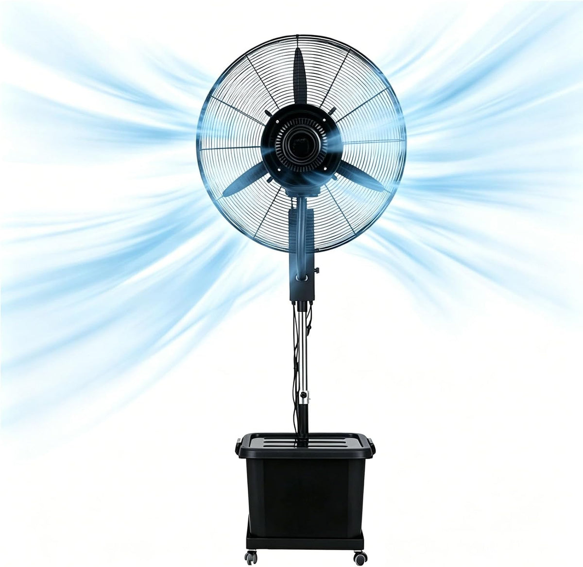 Lsoiup rafraîchisseur d'air, 260 W, 220 V ~ 50/60Hz, 55 dB (min) – 70 dB (max), 42 L, 200 cm, Blanc, Ventilateur avec Eau Brumisateur sur Pied