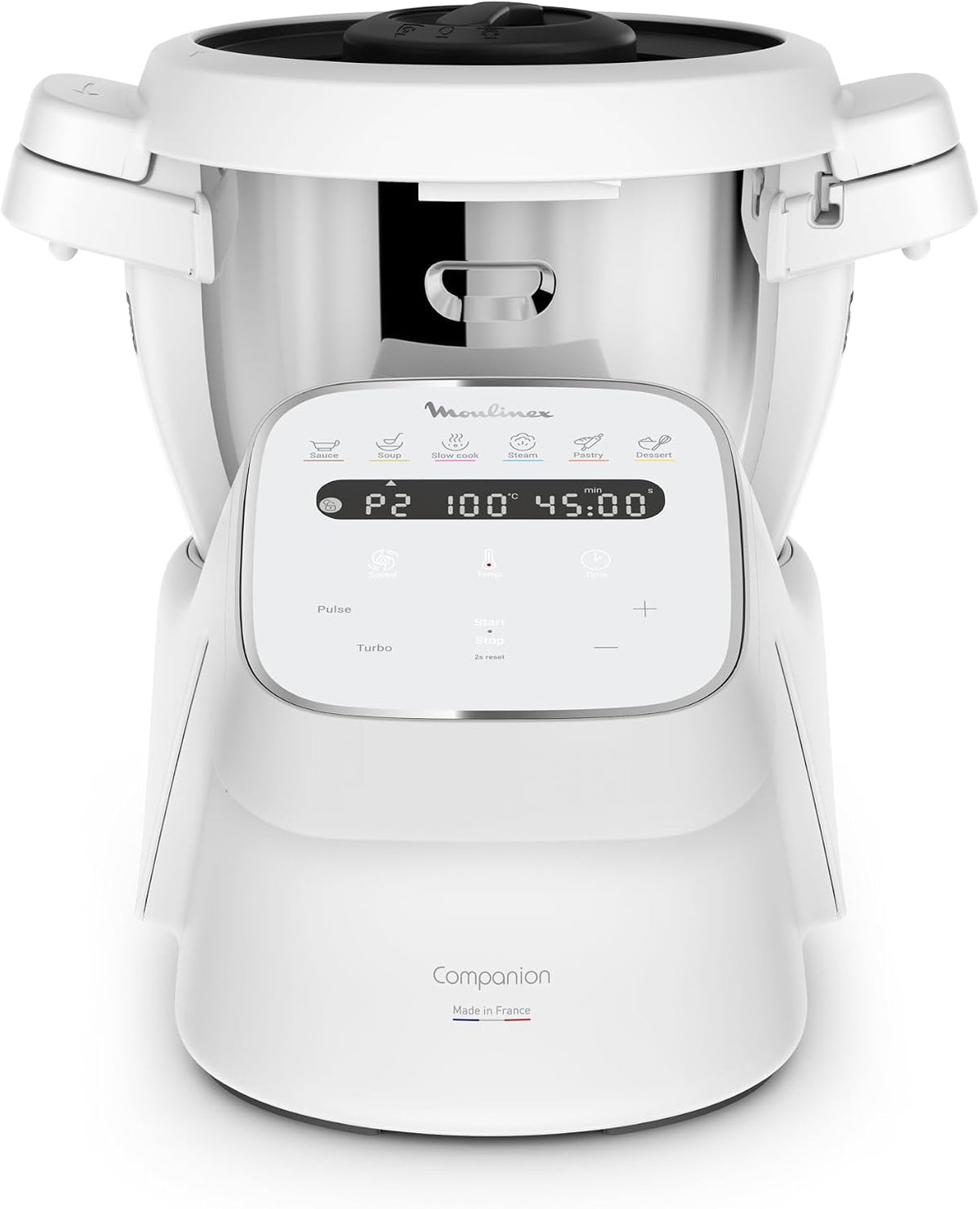 Moulinex Robots multifonctions, Blanc, Companion, Robot cuiseur, 14 fonctions, Capacité XL 10 personnes, Fabriqué en France