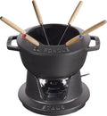 STAUB Services à fondue savoyarde, 18 cm, Noir, Service à Fondue en Fonte, 6 Fourchettes à Fondue, Fondue Savoyarde