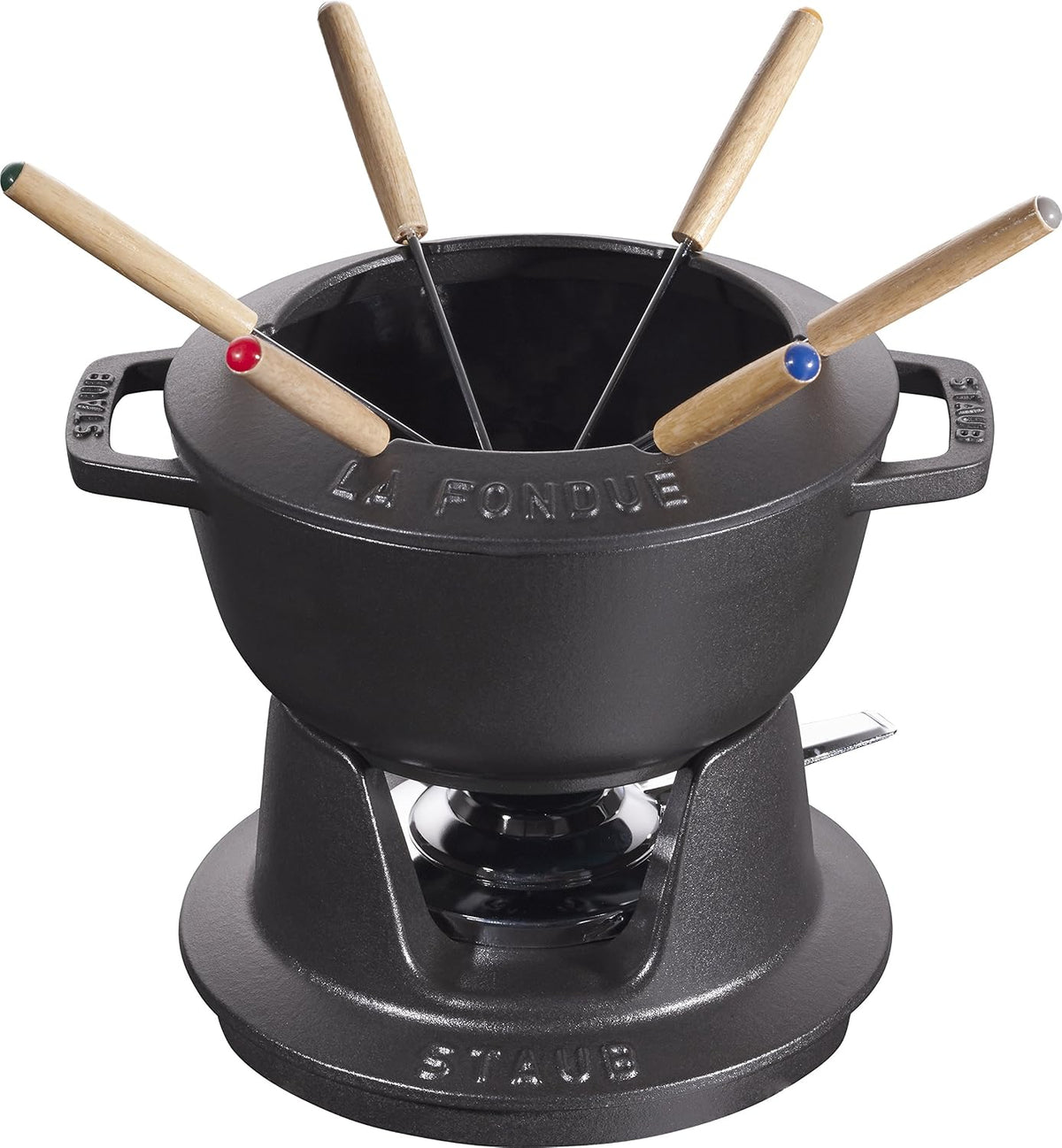 STAUB Services à fondue savoyarde, 18 cm, Noir, Service à Fondue en Fonte, 6 Fourchettes à Fondue, Fondue Savoyarde