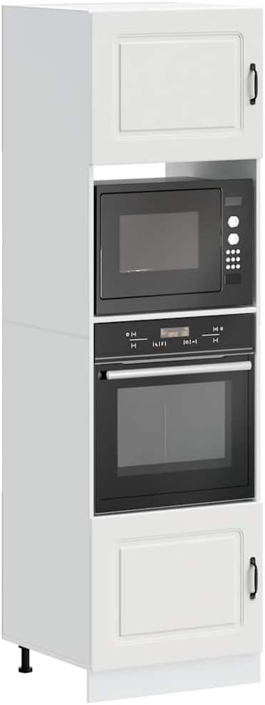 armoire Plumbpyr, 60 x 57 x 207 cm, bois, blanc., Kalmar Lot de 2 s encastrées pour cuisinière, pieds réglables