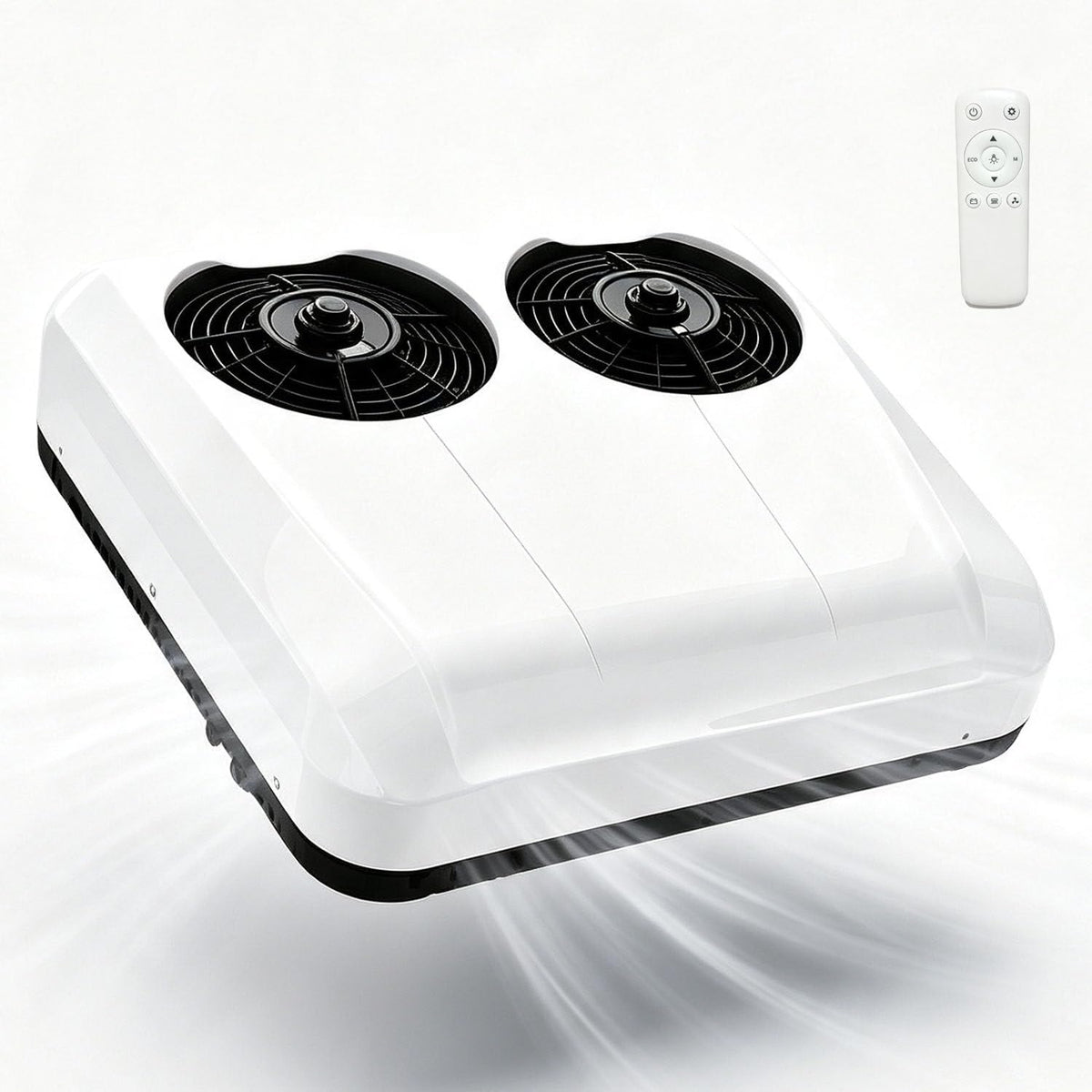 DUMIPME Climatiseurs, 12 V, Blanc, Climatiseur de Toit Compact Double Ventilateur, Installation Facile, Gain de place cabine