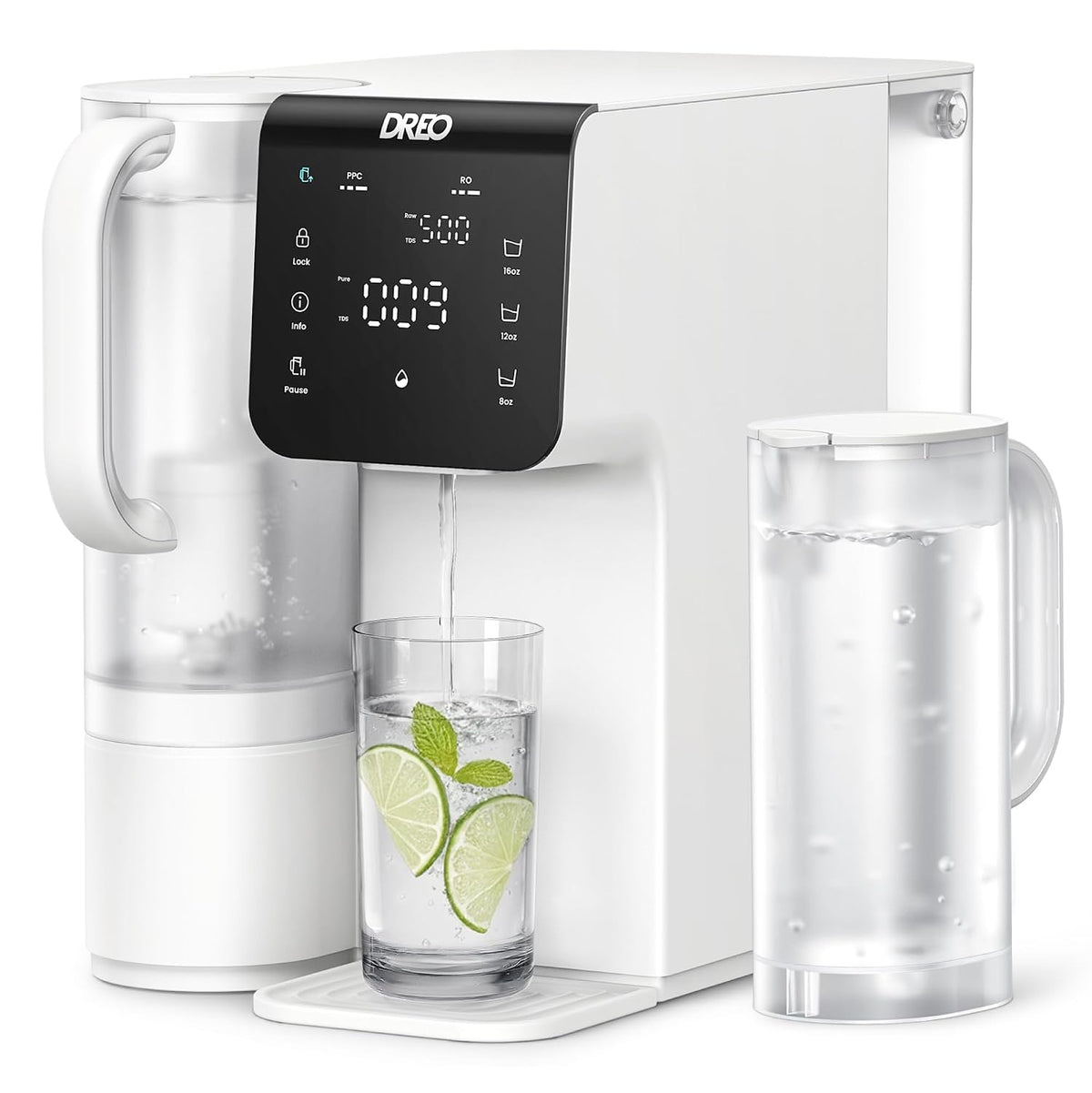 DREO Purificateurs d'eau, Blanc, Filtre à eau à osmose inverse, système de filtration RO à 7 étapes, sans installation